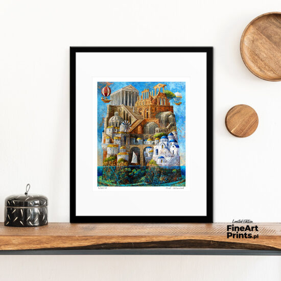 “Cyclades”, Roch Urbaniak. Fairytale landscape of the Greek islands of the Cyclades. Buy a collectible print (giclée). In our offer you will find art prints and reproductions of contemporary art paintings. Available only at Fine Art Prints!
