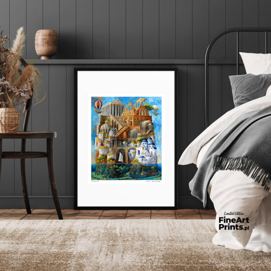 “Cyclades”, Roch Urbaniak. Fairytale landscape of the Greek islands of the Cyclades. Buy a collectible print (giclée). In our offer you will find art prints and reproductions of contemporary art paintings. Available only at Fine Art Prints!