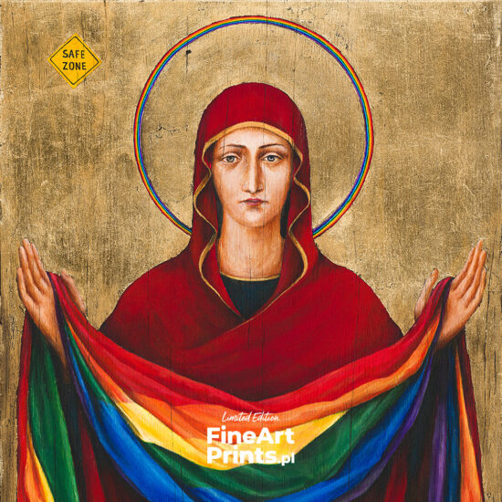 Borys Fiodorowicz, “Veil of care I". Mother of God with rainbow flag. Buy a collectible print (giclée). In our offer you will find art prints and reproductions of contemporary art paintings. Available only at Fine Art Prints!