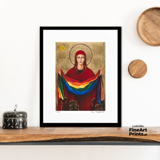 Borys Fiodorowicz, “Veil of care I". Mother of God with rainbow flag. Buy a collectible print (giclée). In our offer you will find art prints and reproductions of contemporary art paintings. Available only at Fine Art Prints!