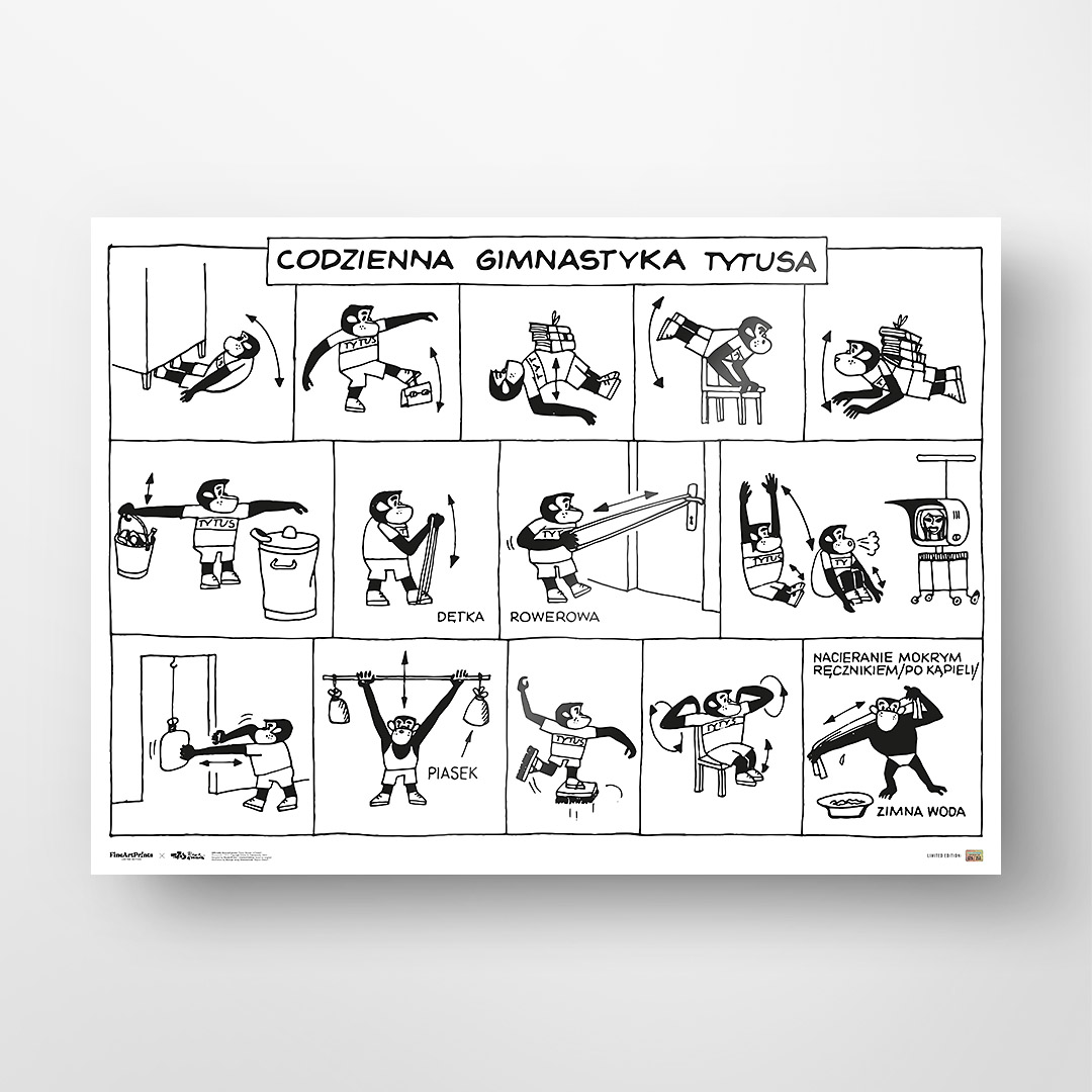 Kolekcjonerski plakat z komiksu Tytus, Romek i A'Tomek - "Codzienna gimnastyka Tytusa"