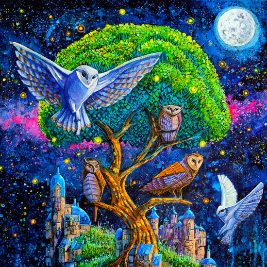 Roch Urbaniak "Island of Owls". Buy collector's giclée print. In our offer you will find art prints and reproductions of contemporary art paintings. Available only at Fine Art Prints!