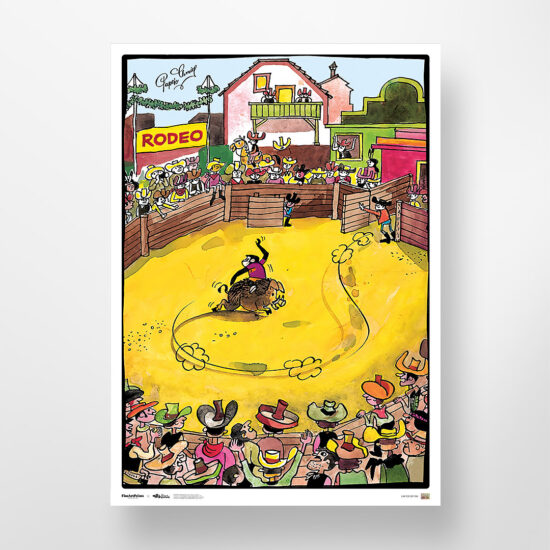 A collectible poster from the comic Tytus, Romek, and A’Tomek – "The Great Rodeo"