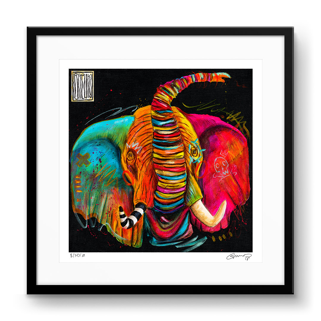 "For Good Luck" autorstwa Wojciecha Brewki — wielobarwny słoń pełen dynamiki i symboliki.